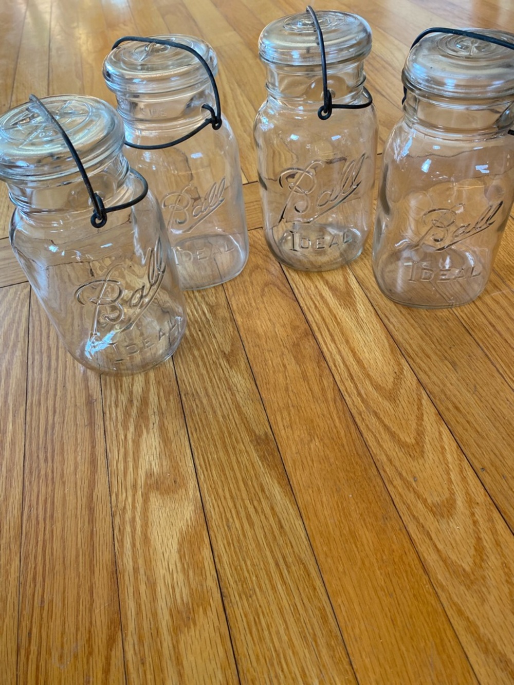 Antique Ball Ideal Glass Mason Jar Canisters with Wire Lids - Set of 4